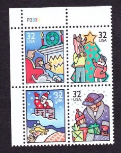 3108 - 3111 Family Christmas MNH Plate Block - UL