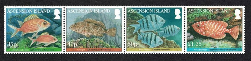 Ascension Reef Fish 1st series 4v Strip SG#1064-1067