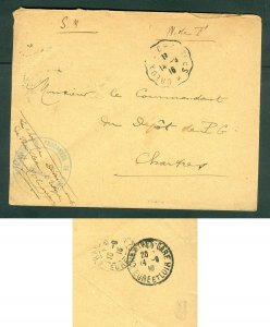 France. 1916 Cover WWI. Secondment of Prisoners of War. Att. Commander. 