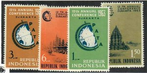 Indonesia;  Scott 581-584; 1963; Unused; NH; Complete Set