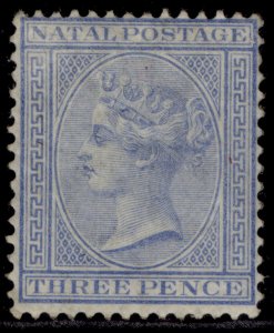 SOUTH AFRICA - Natal QV SG68, 3d blue, M MINT. Cat £190.