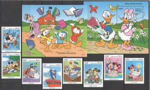 B0993 Mali Walt Disney Mickey Mouse & Friends Donald Duck !!! 2Bl+1Set Mnh