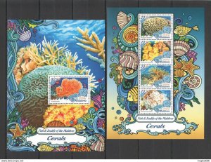 2016 Maldives Marine Life Corals Bl+Kb ** Ml053