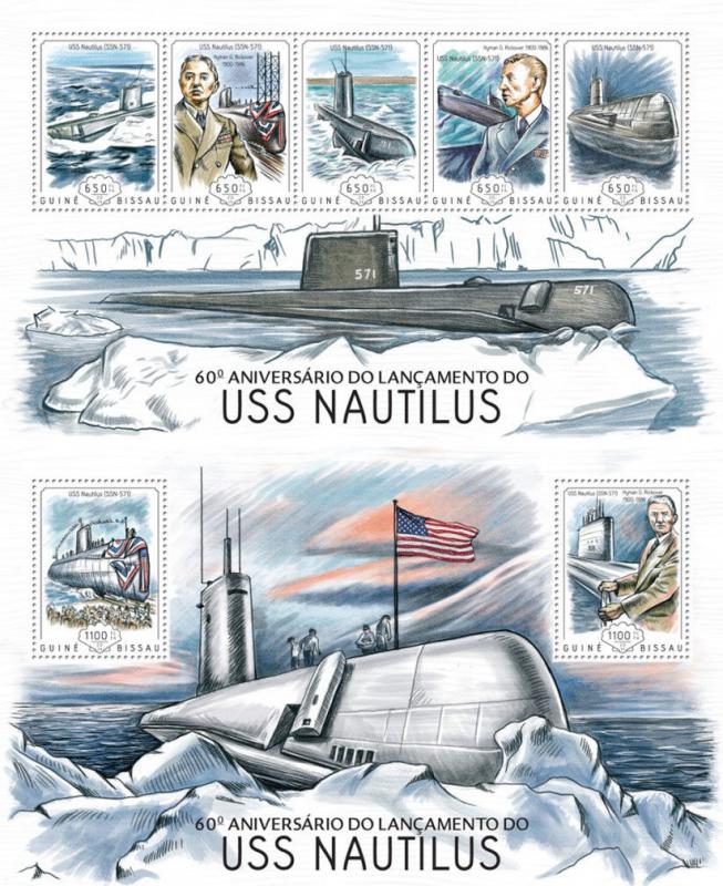 Submarines USS Military Boats U-Boot Transport Guinea-Bissau MNH stamp set