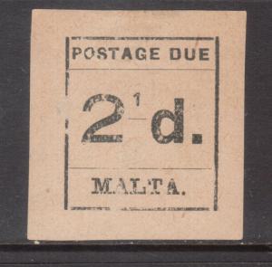 Malta #J5a (SG #D5a) Extra Fine Mint 2 Of 1/2 Omitted **With Certificate**