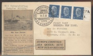 Germany 1930 Dampfer Europa Schleuderflug 19.3.1930 Catapult Cover 103273