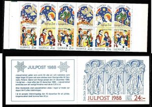 Sweden-Sc#1718a-unused NH complete booklet-Christmas-1988