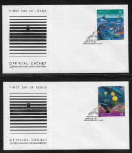 United Nations NY 603-604 Clean Oceans Headquarters Cachet FDC First Day Cover