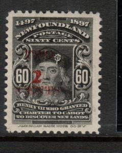 Newfoundland #74E-2 Very Fine Never Hinged With Trial Red **With Certificate**