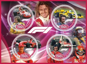 Stamps. Cars.  Formula one 2019 year 1+1 sheets perforated