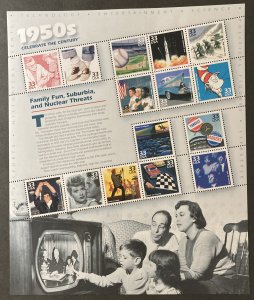 U.S. 1999 #3187 Sheet, Celebrate The Century-1950's, MNH.