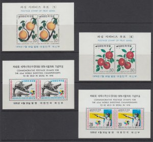 Korea Sc 897a, 898a, 1113a, 1114a MNH. 1973-77 issues, 4 diff Souvenir Sheets