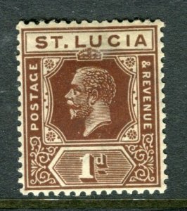 ST.LUCIA; 1921 early GV issue fine Mint hinged Shade of 1d. value 