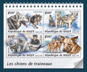 Niger - 2018 Sledge Dogs on Stamps - 4 Stamp Sheet - NIG18301a