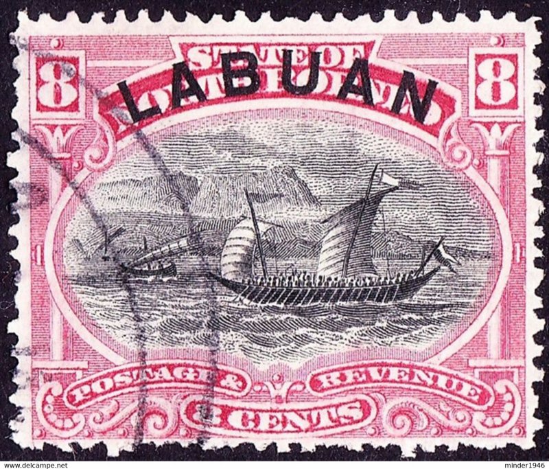 LABUAN 1894 8c Black & Rose-Red SG68 FU