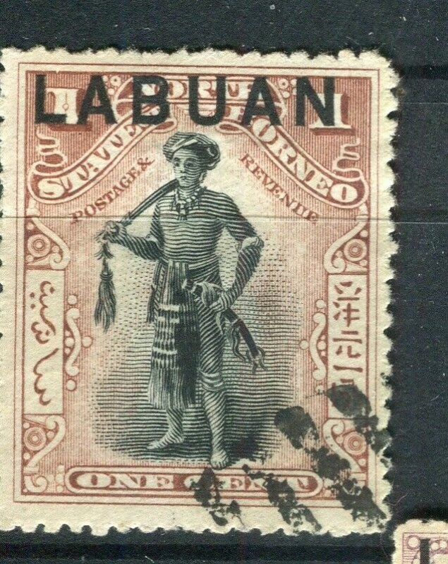 NORTH BORNEO LABUAN; 1890s classic Pictorial issue fine used 1c. value