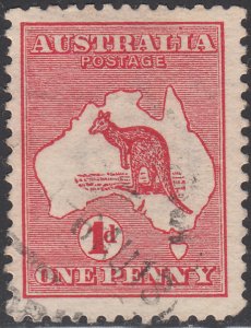 Australia 1913 used Sc #2 1p Kangaroo and Map Die II Variety 