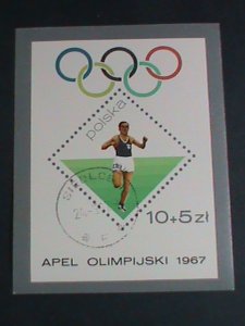 POLAND 1968- SC# B113  19TH OLYMPIC GAMES MEXICO'67 CTO S/S SHEET VERY FINE