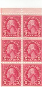 Scott# 554c -  2c Carmine - Washington - perf 11 booklet pane of 6 - MH