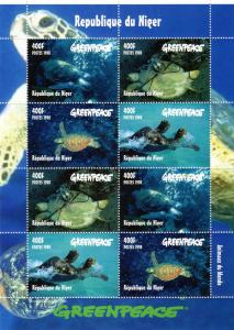 Niger 1998 Turtles-Greenpeace Shlt(8)+1SS MNH Sc.#976/976a