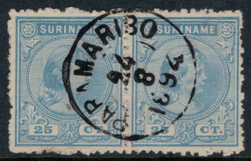 Surinam #29 pair  CV $11.50  Nice cancellation