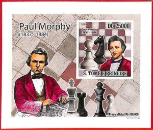 A3316- SAO TOME & PRINCIPE,  IMPERF Souvenir sheet: 2009 Chess, Paul Murphy