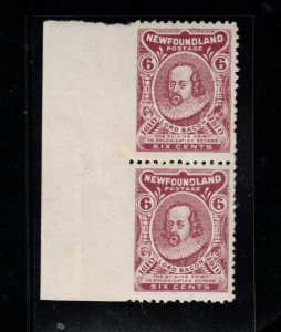 Newfoundland #92ii Very Fine Mint Pair - Bottom NH Top Hinged *With Certificate*
