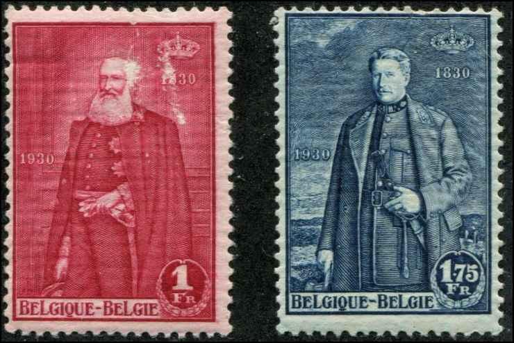 Belgiium SC# 219-20 Leopold I & Leopold II 1fr, 1fr75 MH disturbed gum