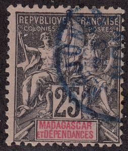 MADAGASCAR Used Scott # 38 Blue Cancel (1 Stamp) -2