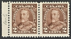 [st1151] CANADA 1935 Scott#218i MNH 2c brown KGV Mole on Forehead Variety Pair