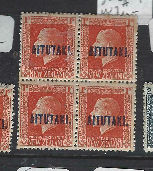 AITUTAKI  (PP3003B)  KGV  1/-    SG 18A   BL OF 4   MOG