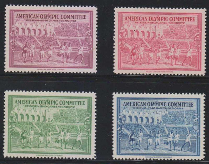 USA 1940 CINDERELLA OLYMPIC COMMITTEE HELSINKI-ST MORITZ FULL SET MNH