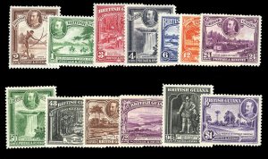 British Guiana #210-222 Cat$174, 1934 George V, complete set, hinged