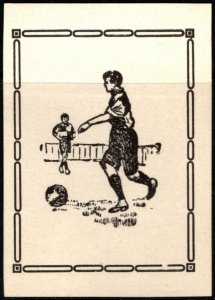 Vintage Germany Or Austria-Hungary Poster Stamp Two Boys Playing Football (Socce