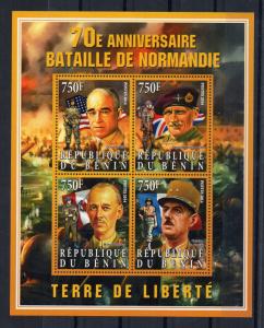 BENIN - 2014 - CHARLES DE GAULLE - BATTLE OF NORMANDY - M/S - 4 STAMPS -