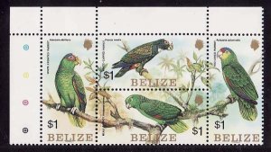 Belize-Sc#739- id9-unused NH set-Birds-Parrots-1984-