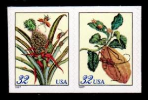 1997 32c Merian Botanical Prints, Attached Pair Scott 3126-27 Mint F/VF NH