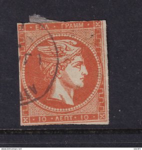 Greece 1862 Hermes 10l Used 15426