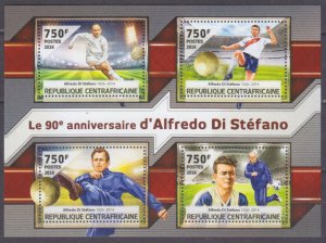 2016 Central African Republic 6385-6388KL 90 years of Spanish footballer Alfredo