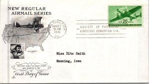 1941 FDC - New Regular Air Mail Series - Philadelphia, PA - F34749