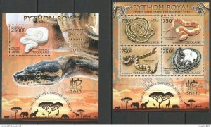 2013 Togo Wild Fauna Of Africa Reptiles Snakes Royal Python Kb+Bl ** Tg621