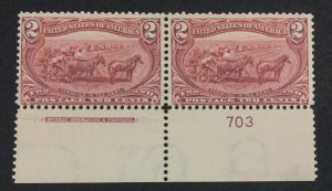 MOMEN: US STAMPS #286 PLATE IMPRINT PAIR MINT OG NH LOT #70918