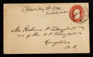 US #U10 (U5) Stamped Envelope 3c Red Buff Entire Historical Cover May 8, 1857