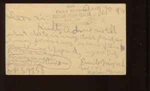 Canal Zone UX9 Postal Card Written & SIGNED by EMILE MIZRAHI STAMP DEALER LV3035