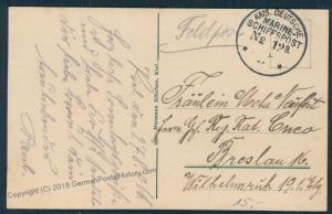 Germany WWI Navy Cruiser SMS Bremse MSP12a Feldpost  Cover 51458