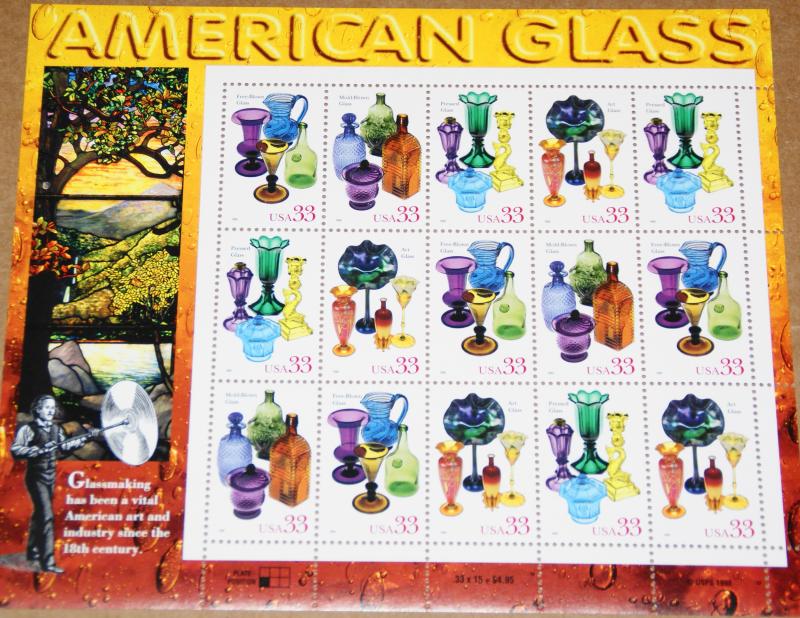 1999 sheet American Glass Sc# 3325-3328