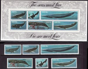 1980 South West Africa Sc #437-42a - Whales The Seas Must Live MNH stamp Cv$13