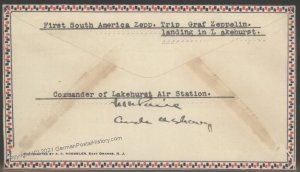 USA 1930 Graf Zeppelin Visit Memorial Cover Signed Lakehurst Commander Pi 103376