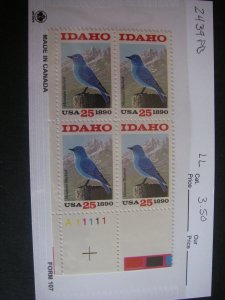 Scott 2439, 25c Idaho Statehood, PB4 #A11111 LL, MNH Beauty