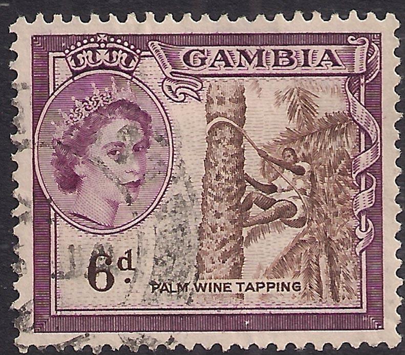 Gambia 1953 - 59 QE2 6d Palm Wine Tapping SG 177 ( D47 )